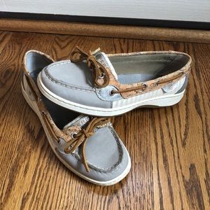 Sperry grey and cork boat shoes
